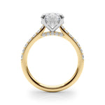 LUMEO Round Hidden Halo Diamond Engagement Ring Side View in 18k Solid Yellow Gold 