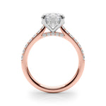 LUMEO Round Hidden Halo Diamond Engagement Ring Side View in 18k Solid Rose Gold 