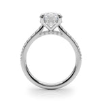 LUMEO Round Hidden Halo Diamond Engagement Ring Side View in Platinum 