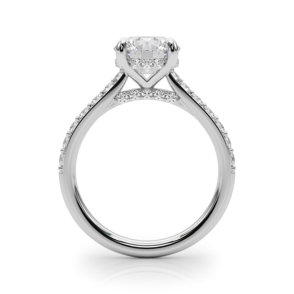 LUMEO Round Hidden Halo Diamond Engagement Ring Side View in Platinum 