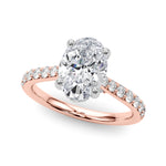 LUMEO Oval Hidden Halo Diamond Engagement Ring Front View in 18k Solid Rose Gold 