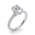 LUMEO Oval Hidden Halo Diamond Engagement Ring Angle View in Platinum 