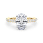 LUMEO Oval Hidden Halo Diamond Engagement Ring Set in 18k Solid Yellow Gold 