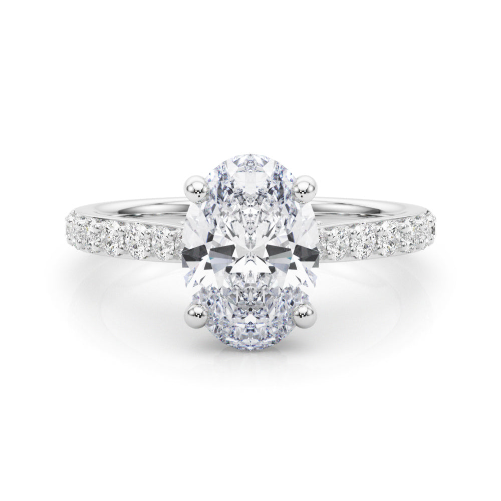 LUMEO Oval Hidden Halo Diamond Engagement Ring Set in Platinum 