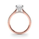 LUMEO Oval Hidden Halo Diamond Engagement Ring Side View in 18k Solid Rose Gold 
