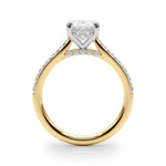 LUMEO Oval Hidden Halo Diamond Engagement Ring Side View in 18k Solid Yellow Gold 