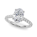 LUMEO Oval Hidden Halo Diamond Engagement Ring Front View in Platinum 