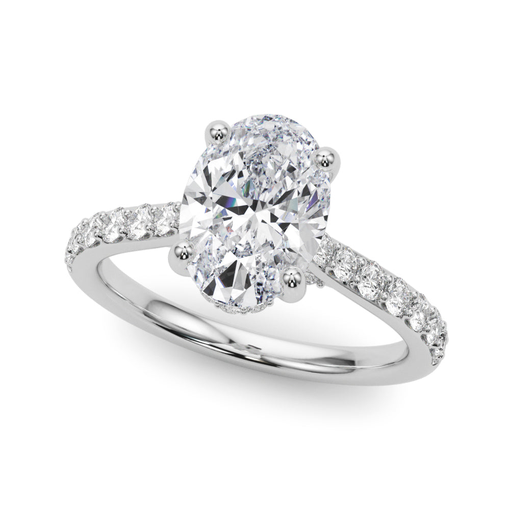 LUMEO Oval Hidden Halo Diamond Engagement Ring Front View in Platinum 