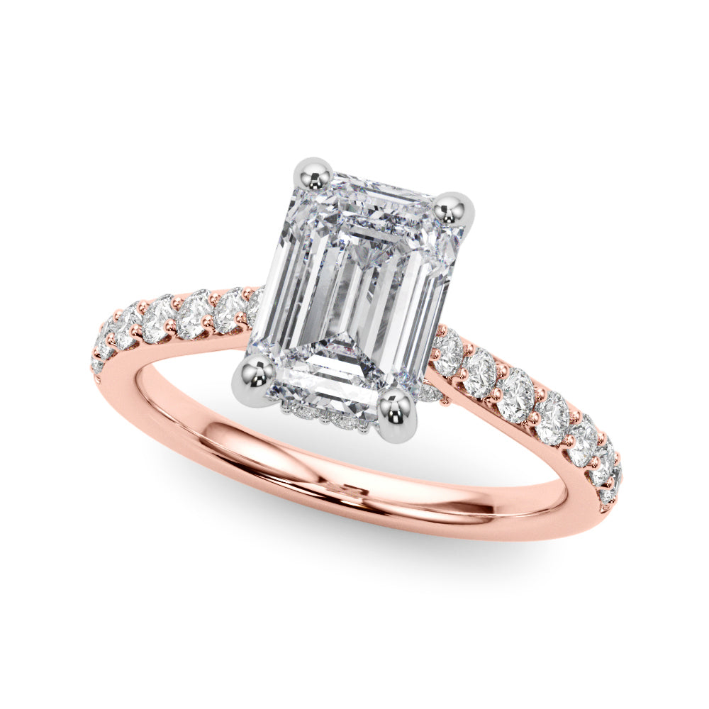LUMEO Emerald Hidden Halo Engagement Ring 