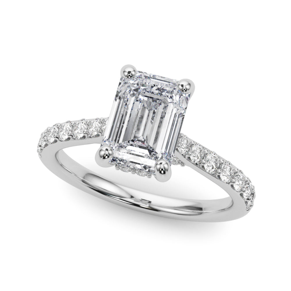 LUMEO Emerald Hidden Halo Engagement Ring 