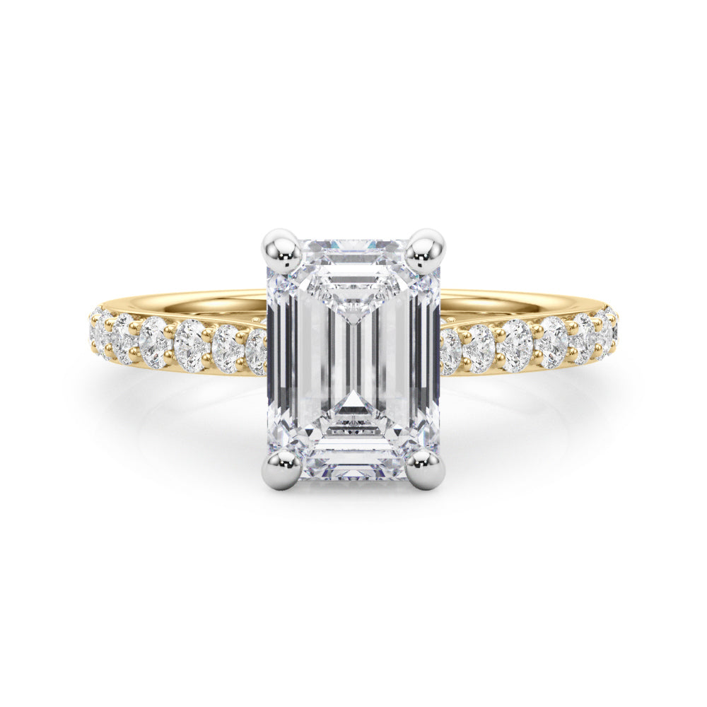LUMEO Emerald Hidden Halo Engagement Ring 