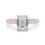 LUMEO Emerald Hidden Halo Engagement Ring 