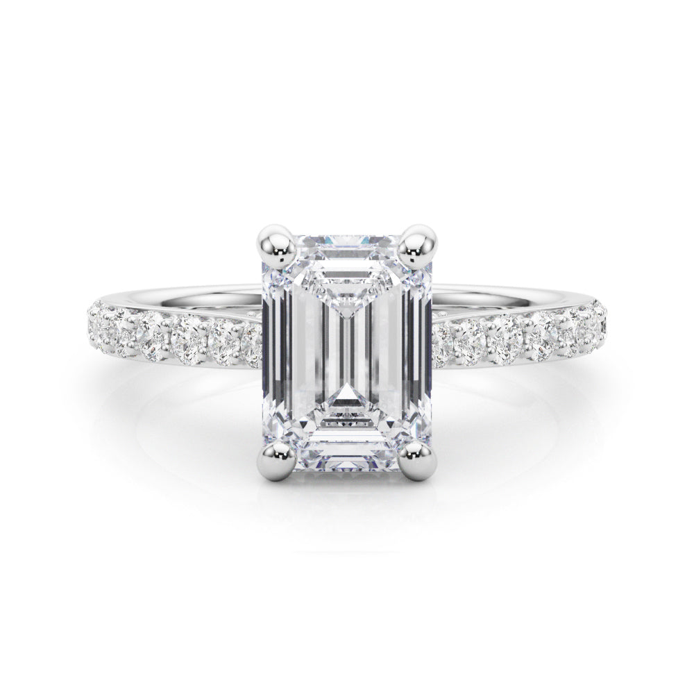 LUMEO Emerald Hidden Halo Engagement Ring 