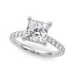 LUMEO Princess Hidden Halo Diamond Engagement Ring Front View in Platinum 
