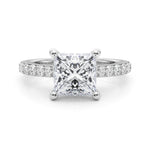 LUMEO Princess Hidden Halo Diamond Engagement Ring Set in Platinum 