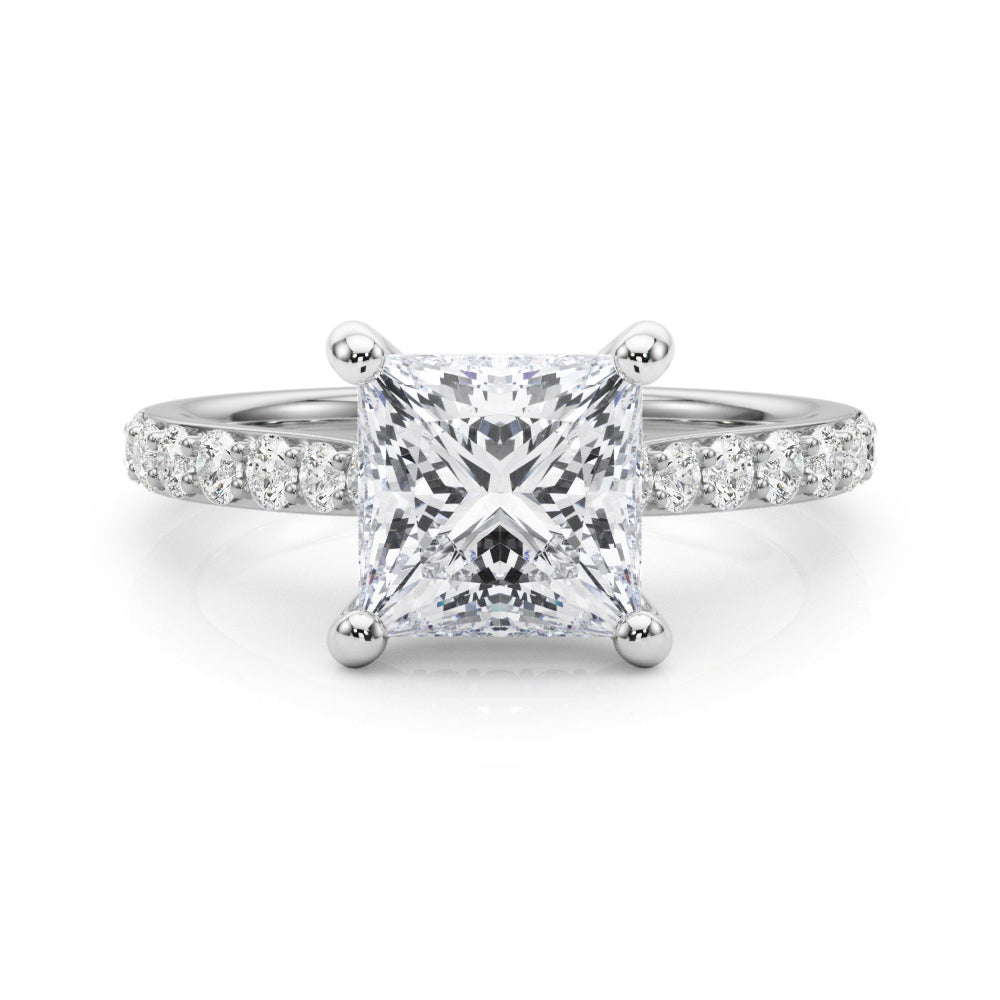 LUMEO Princess Hidden Halo Diamond Engagement Ring Set in Platinum 