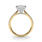 LUMEO Princess Hidden Halo Diamond Engagement Ring Side View in 18k Solid Yellow Gold 