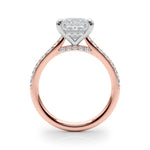 LUMEO Princess Hidden Halo Diamond Engagement Ring Side View in 18k Solid Rose Gold 
