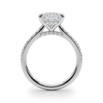 LUMEO Princess Hidden Halo Diamond Engagement Ring Side View in Platinum 