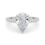 LUMEO Pear Hidden Halo Diamond Engagement Ring Set in Platinum 