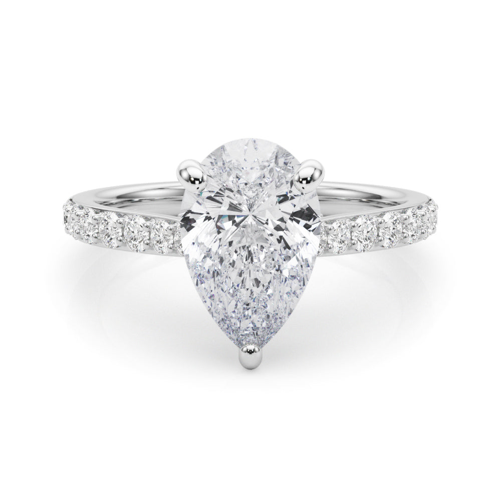LUMEO Pear Hidden Halo Diamond Engagement Ring Set in Platinum 