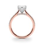 LUMEO Pear Hidden Halo Diamond Engagement Ring Side View in 18k Solid Rose Gold 