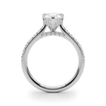 LUMEO Pear Hidden Halo Diamond Engagement Ring Side View in Platinum 