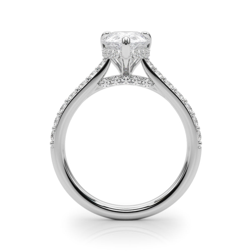LUMEO Pear Hidden Halo Diamond Engagement Ring Side View in Platinum 