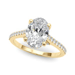 LUMEO Oval Hidden Halo Diamond Engagement Ring Front View in 18k Solid Yellow Gold 