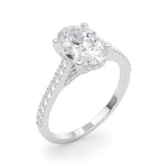 LUMEO Oval Hidden Halo Diamond Engagement Ring Angle View in Platinum 