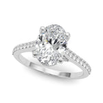 LUMEO Oval Hidden Halo Diamond Engagement Ring Front View in Platinum 
