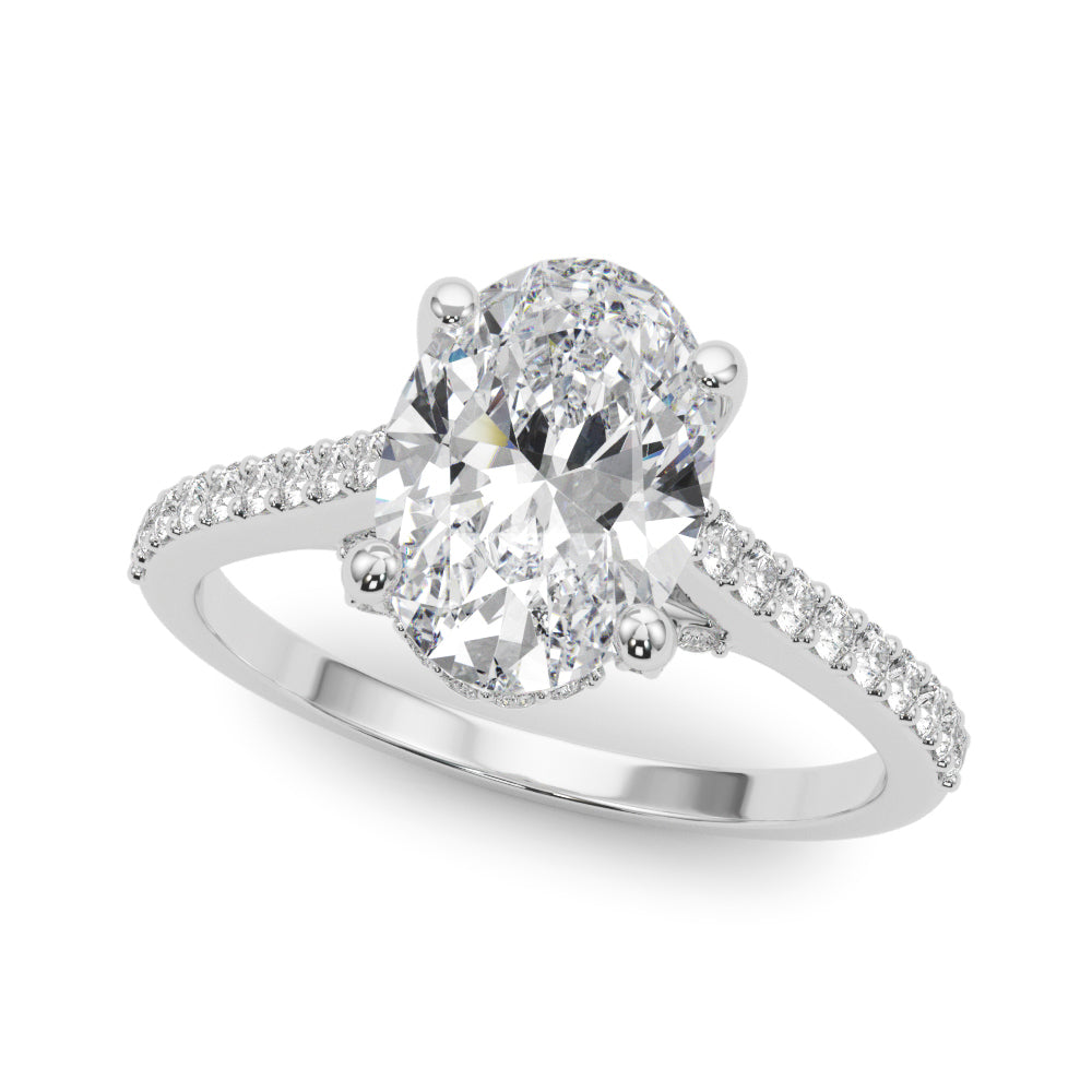 LUMEO Oval Hidden Halo Diamond Engagement Ring Front View in Platinum 
