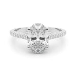 LUMEO Oval Hidden Halo Diamond Engagement Ring Set in Platinum 