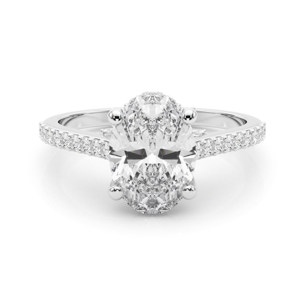 LUMEO Oval Hidden Halo Diamond Engagement Ring Set in Platinum 