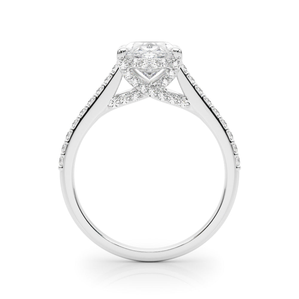 LUMEO Oval Hidden Halo Diamond Engagement Ring Side View in Platinum 