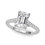 LUMEO Emerald Hidden Halo Diamond Engagement Ring Front View in Platinum 