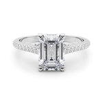 LUMEO Emerald Hidden Halo Diamond Engagement Ring Set in Platinum 