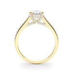 LUMEO Emerald Hidden Halo Diamond Engagement Ring Side View in 18k Solid Yellow Gold 