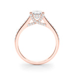 LUMEO Emerald Hidden Halo Diamond Engagement Ring Side View in 18k Solid Rose Gold 