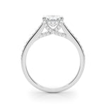LUMEO Emerald Hidden Halo Diamond Engagement Ring Side View in Platinum 