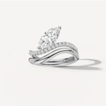 LUMEO Marquise Double Band Diamond Engagement Ring Set in Platinum or 18k Solid White Gold 