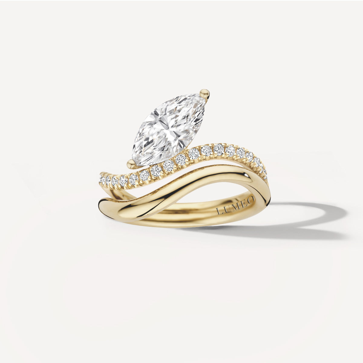 LUMEO Marquise Double Band Diamond Ring in 18k Solid Yellow Gold #18k-solid-yellow-gold