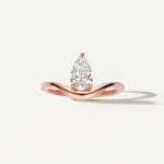 LUMEO Pear Diamond Trace Ring Front View in 18k Solid Rose Gold 