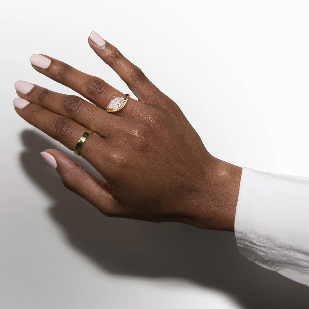 LUMEO Marquise East to West Diamond Ring in 18k Solid Yellow Gold