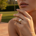 LUMEO Marquise diamond ring in 18k solid yellow gold on model