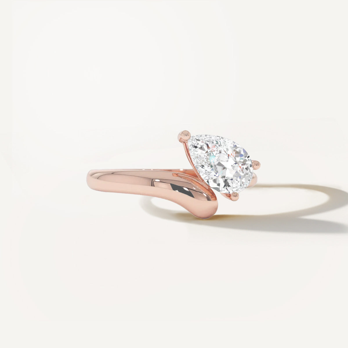 LUMEO Lissa Pear lab diamond ring in 18k solid rose gold 