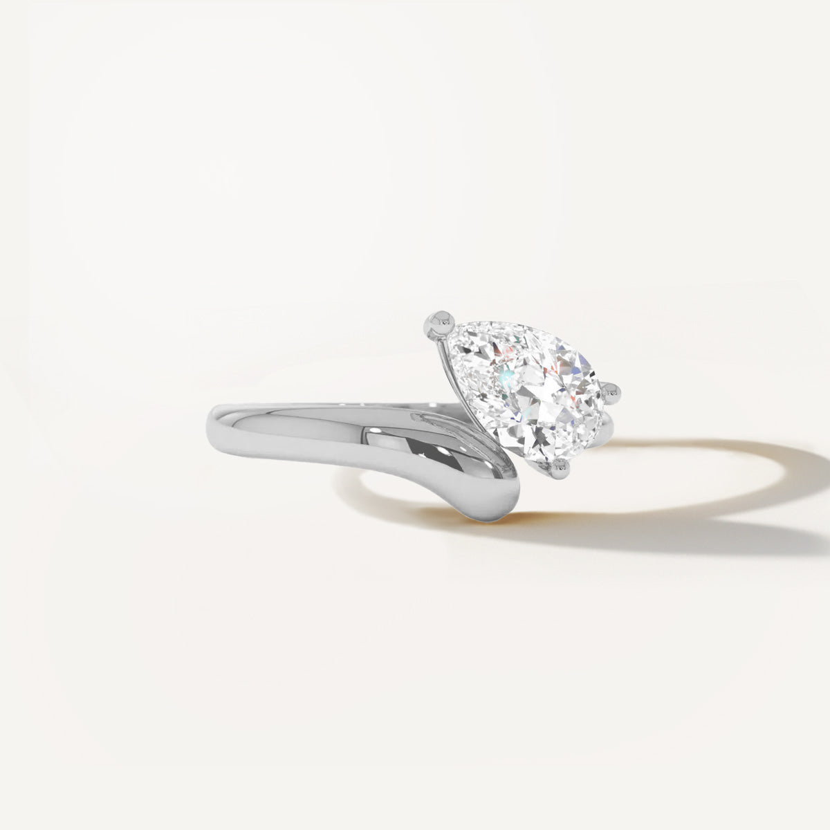 LUMEO Lissa Pear lab diamond ring in Platinum or 18k solid white gold 