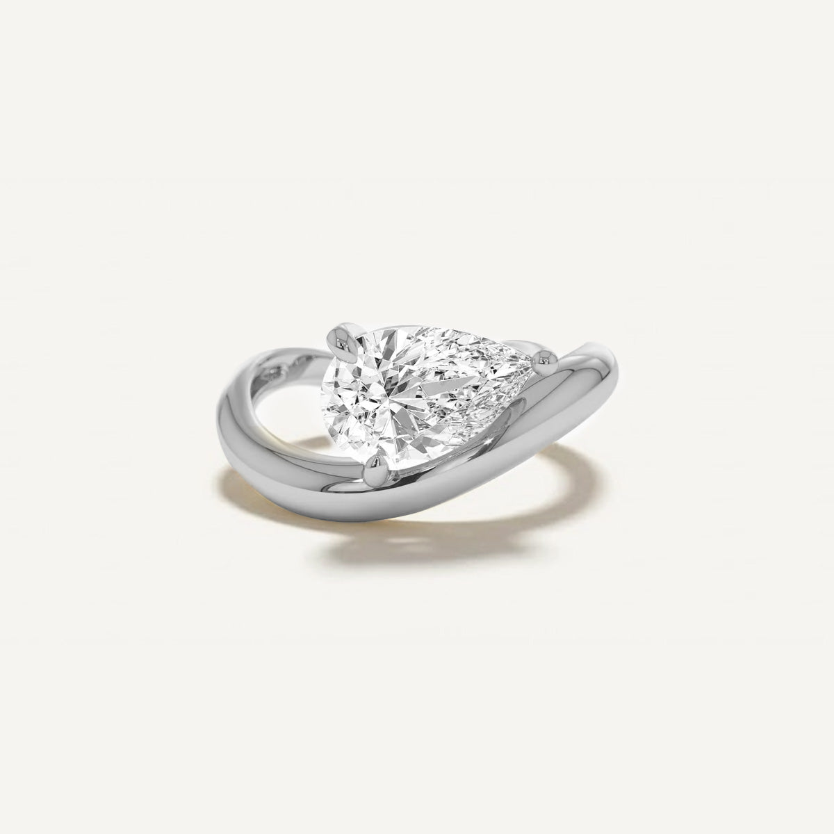 LUMEO Janna Pear diamond ring in platinum or 18k solid white gold