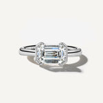 LUMEO The Blair Emerald Bezel Diamond Engagement Ring Front View in Platinum or 18k Solid White Gold 