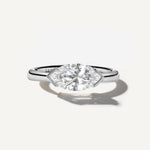 LUMEO The Blair Marquise Bezel Diamond Engagement Ring Front View in Platinum or 18k Solid White Gold 